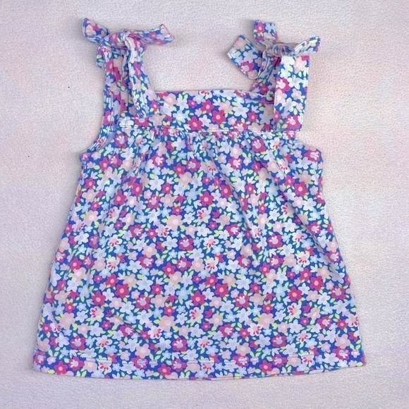 🟢 Carters Floral Bow Tank Top Baby 12 month - Picture 2 of 5